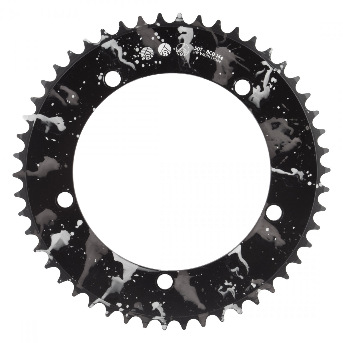 Chainring Or8 Splat Trk 144Mm 50T Aly 1/8 Bk-Ano W/Sl/Wh