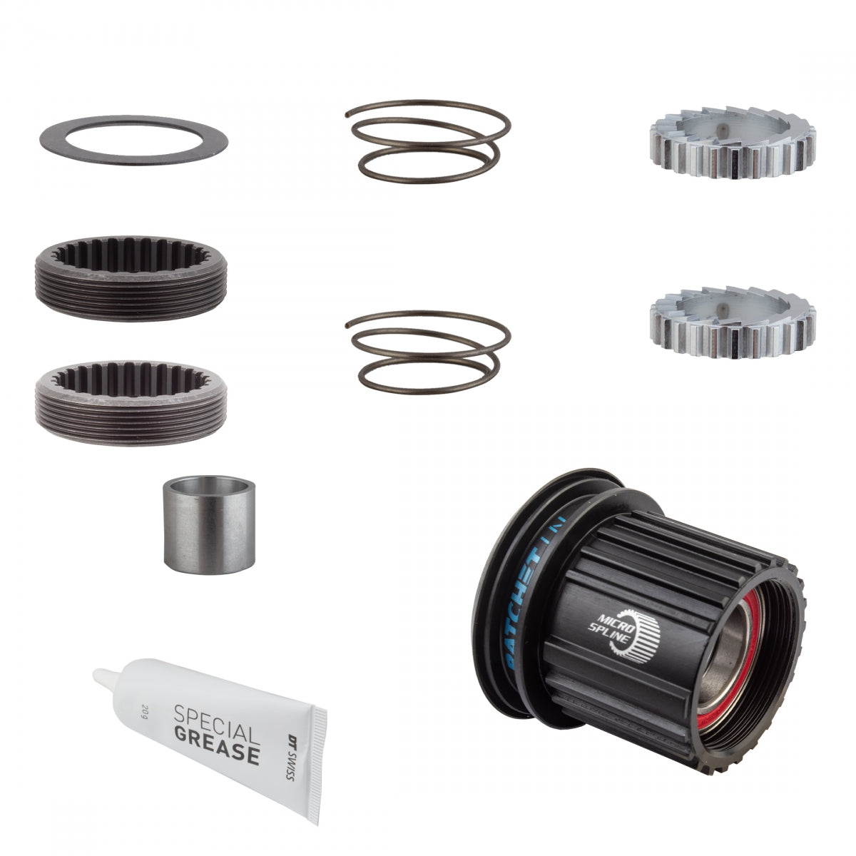 HUB CASS BODY DT UPGRADE KIT 3-PAWL TO RATCHET LN STL 18T MICROSPLINE