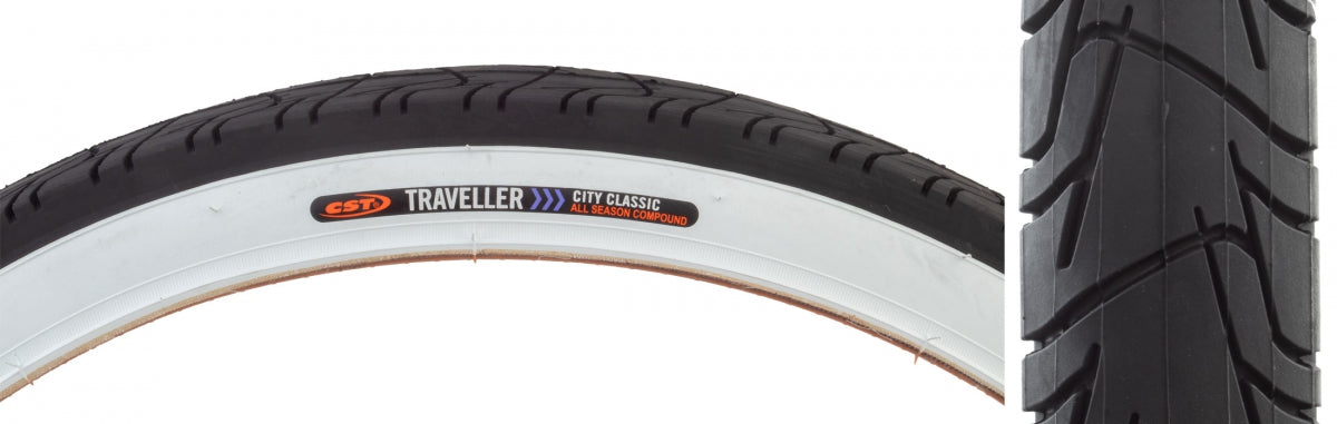 TIRE SUNLT 26x2.125 CST1218 BK/WHT TRAVELLER CITY CLASSIC WIRE
