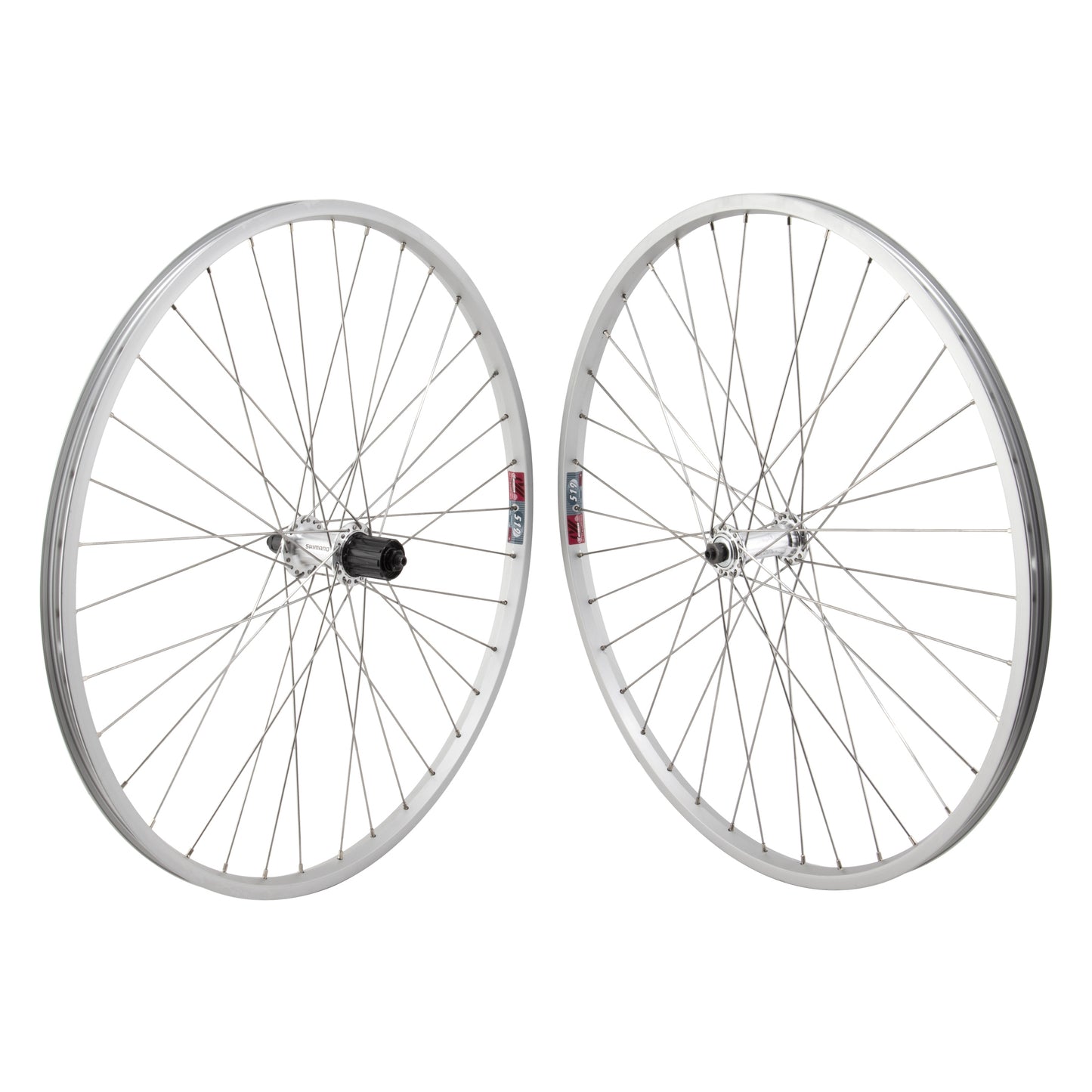 Weinmann 519 26" MTB Mountain Bike Wheelset Silver 36 Spoke Quick Release Shimano HG Freehub