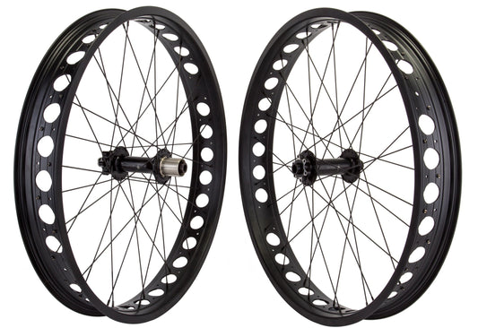 26" Fat Bike Wheelset 80mm rims Thru Axle 150mm front 190mm Rear