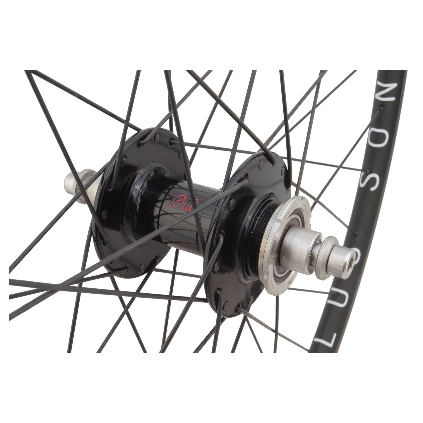 H + Plus Son Archetype Black Rims Phil Wood High Flange Track hubs Wheelset 32 Spoke