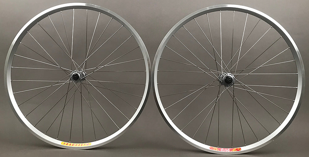 Velocity Dyad 27.5 650b Silver Heavy Duty Road Touring Wheelset Shimano 105 hubs 8-11s 36 spoke 36 Spoke