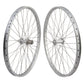 26" Mountain Bike Wheelset Rim Brake Polished Silver 36 Spoke, Shimano HG, Quick Release - SE Bikes 24mm rim - Loose ball hubs