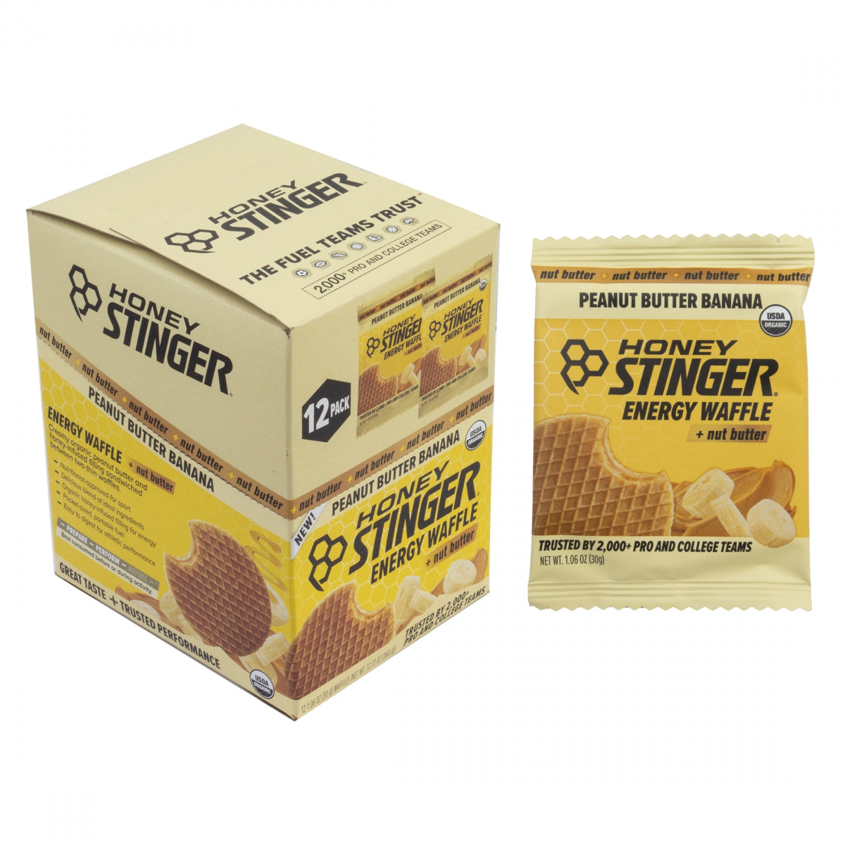 FOOD HS WAFFLE ORGANIC PEANUT BUTTER BANANA BXof12