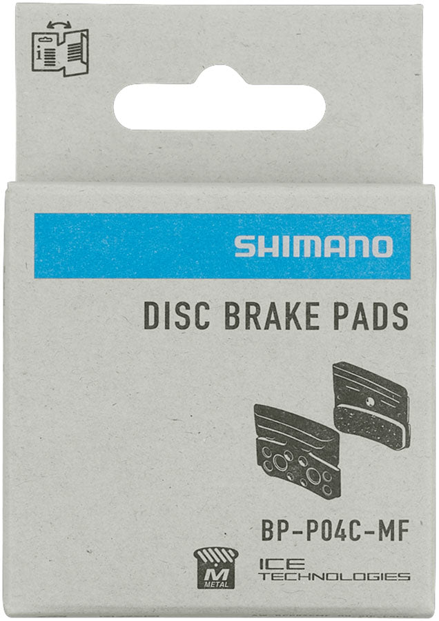 shimano-p04c-mf-disc-brake-pads-and-springs-metal-compound-finned-aluminum-and-stainless-steel-back-plate-one-pair