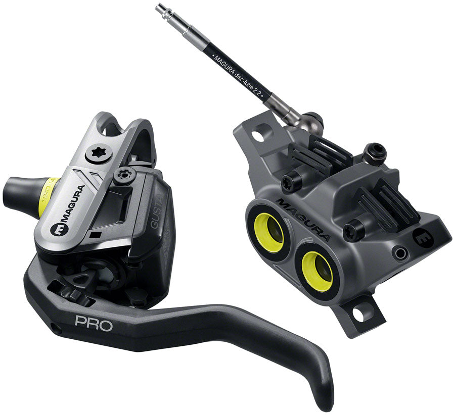 Magura Gustav Pro Disc Brake and Lever - Front or Rear, Post Mount, 4-Piston, Aluminum Lever Blade, Black/Anthracite Gray