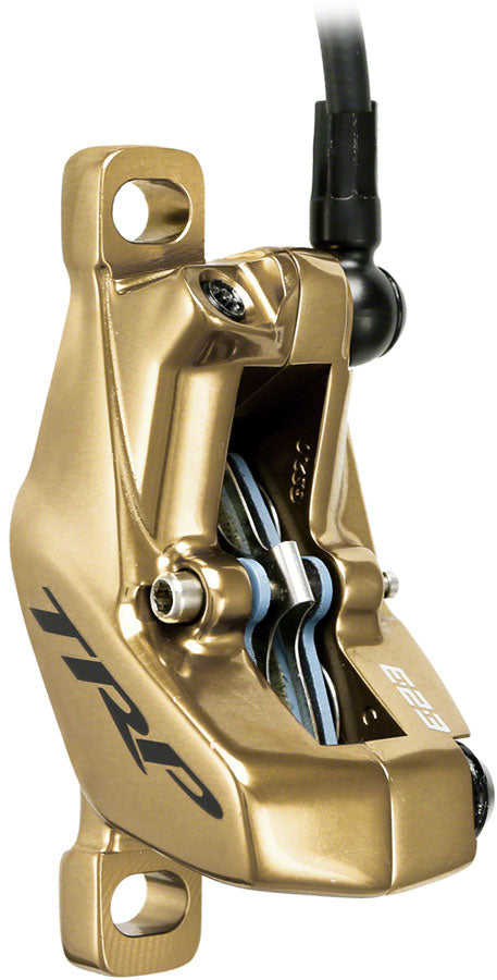 trp-evo-pro-hd-m9040-disc-brake-and-lever-left-front-or-rear-1900mm-hose-post-mount-4-piston-gold