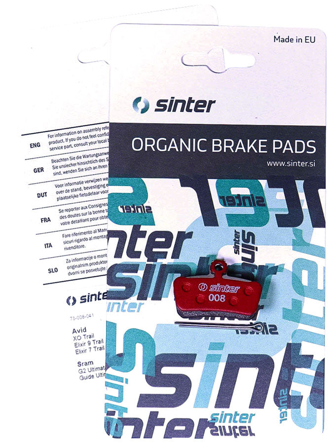sinter-red-s514-compound-organic-disc-brake-pads-avid-sram-sinter-type-008-one-pair