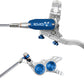 Hope EVO GR4 Disc Brake and Lever Set - Left Hand, Post Mount, 4-Piston, Braided Hydraulic Hose, Silver/Blue