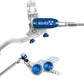 Hope EVO GR4 Disc Brake and Lever Set - Right Hand, Post Mount, 4-Piston, Braided Hydraulic Hose, Silver/Blue