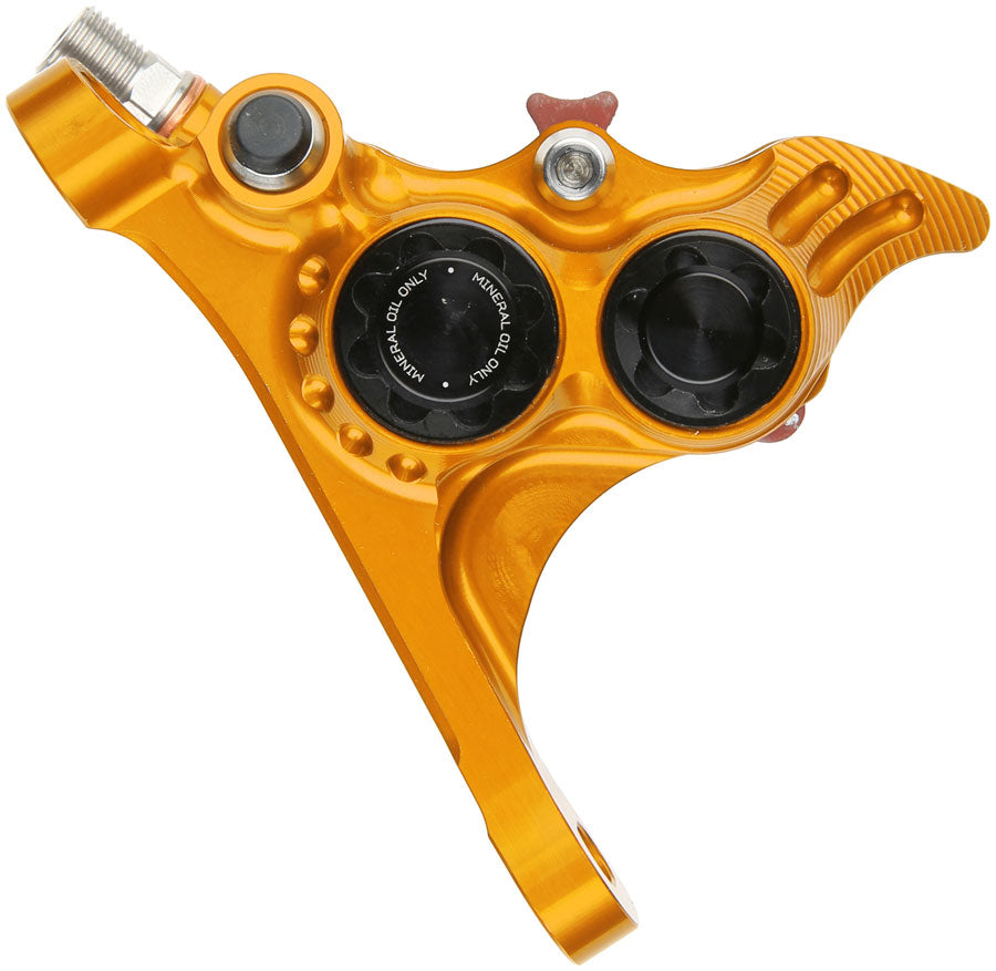 Hope RX4+ SL Disc Brake Caliper - Front Flat Mount Direct, +20mm, Mineral Oil Type, Orange