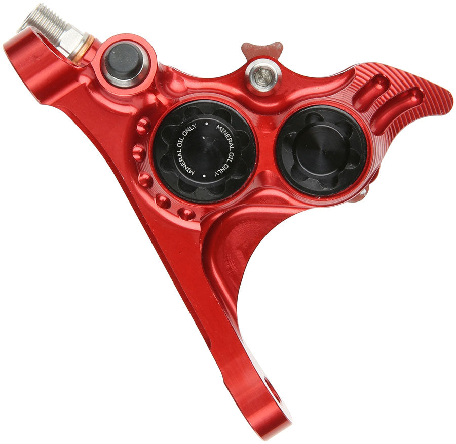 Hope RX4+ SL Disc Brake Caliper - Front Flat Mount Direct, +20mm, Mineral Oil Type, Red