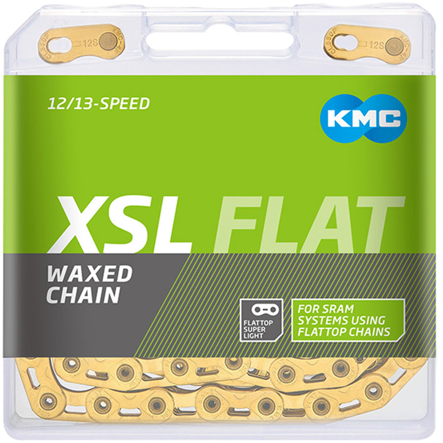 kmc-xsl-flat-waxed-chain-12-13-speed-126-links-compatible-with-sram-t-type-and-axs-systems-ti-gold