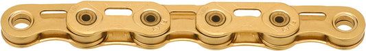 KMC XSL Flat Waxed Chain - 12/13-Speed, 126 Links, Compatible with SRAM T-Type and AXS Systems, Ti Gold