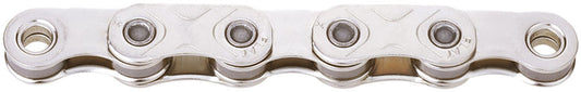 KMC X-Flat Waxed Chain - 12/13-Speed, 126 Links, Compatible with SRAM T-Type and AXS Systems, Silver