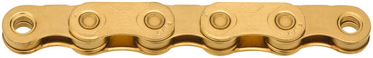 KMC X-Flat Waxed Chain - 12/13-Speed, 126 Links, Compatible with SRAM T-Type and AXS Systems, Ti Gold