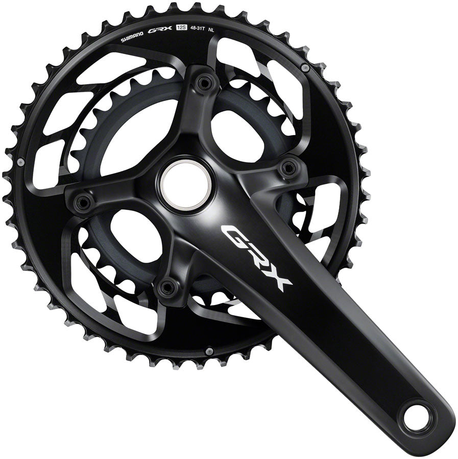 Shimano GRX FC-RX820-2 Crankset - 165mm, 12-Speed, 48/31t, Asymmetric 110/80 BCD, Hollowtech II, Black