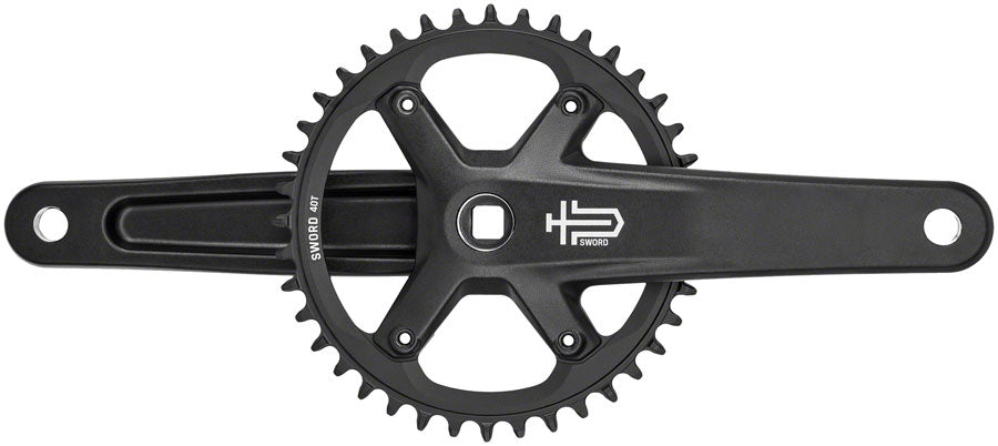microSHIFT Sword Black 1x Crankset - 165mm, 9/10-Speed, 40t, 110 Asym BCD, JIS Square Taper Spindle Interface, Black