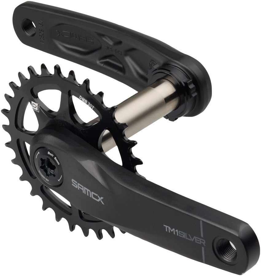 Samox Silver TM-1 Crankset - 160mm, 3-Bolt Direct Mount 30t Chainring, 24mm Chromoly Spindle, Black