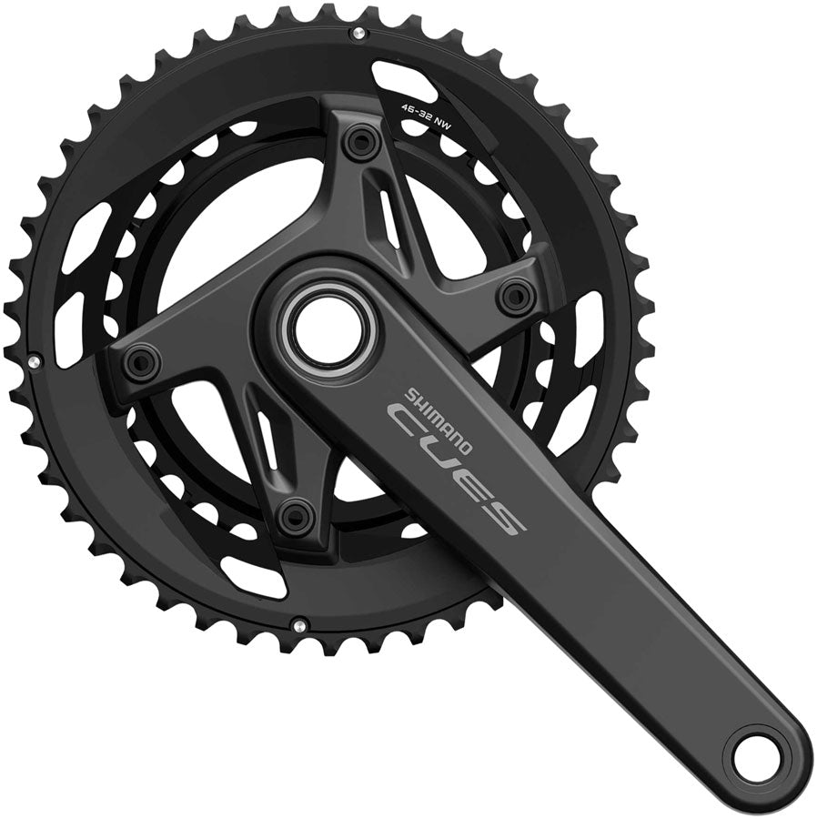 Shimano CUES FC-U6040-2 Crankset - 175mm, 9/10-Speed, 50/34t, Asymmetric 110 BCD, Hollowtech II Crankarms, Black