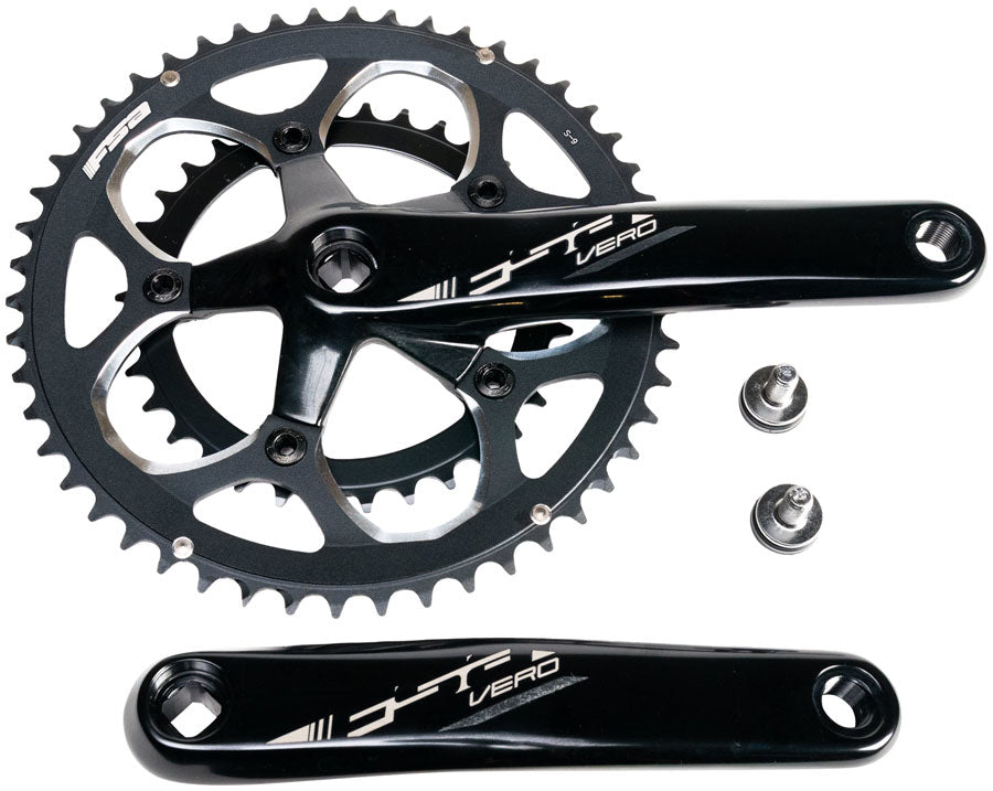 FSA Vero Pro Crankset, 2x 50/34T Chainrings, 175mm Arm Length, JIS Square Taper Interface – Black