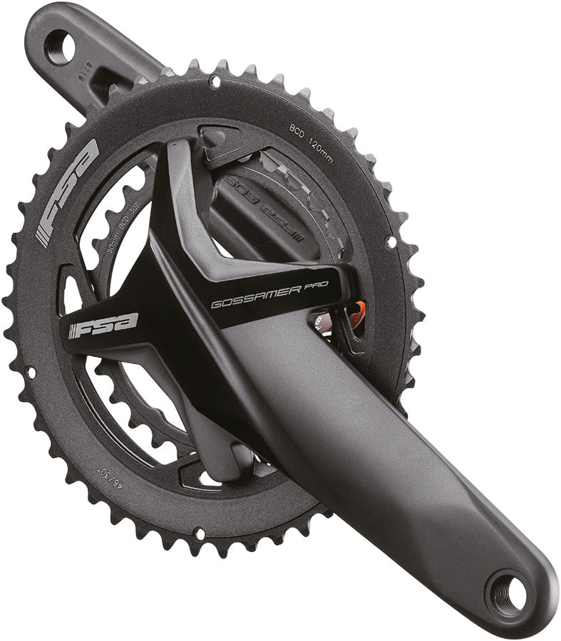 FSA Gossamer Pro Crankset, 2x 46/30T Chainrings, 170mm Arm Length, 120/90BCD, 386EVO Spindle – Black