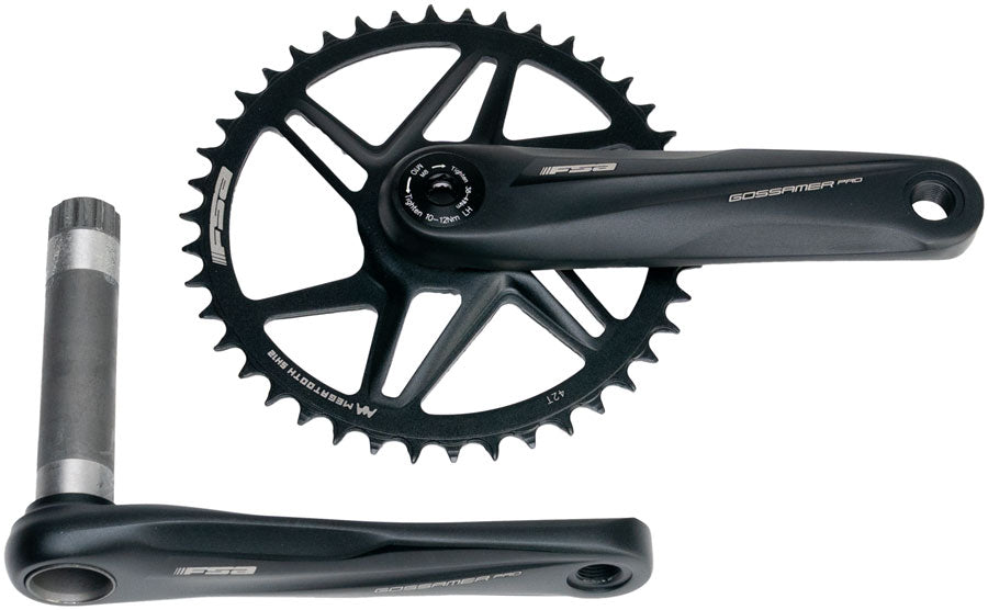 Full Speed Ahead Gossamer Pro AGX+ 1x Crankset - 160mm, For Shimano 12-Speed HG+, 42t, Direct Mount, MegoExo Spindle, Black