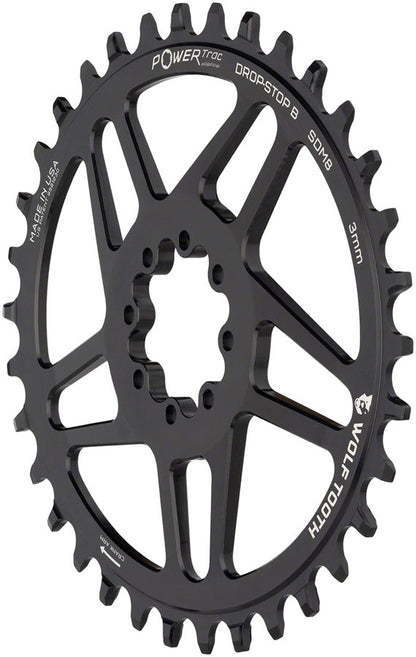 Wolf Tooth Elliptical Direct Mount Chainring - 32t, SRAM Direct Mount, Drop-Stop B, For SRAM 8-Bolt Cranksets, 3mm Offset, Black