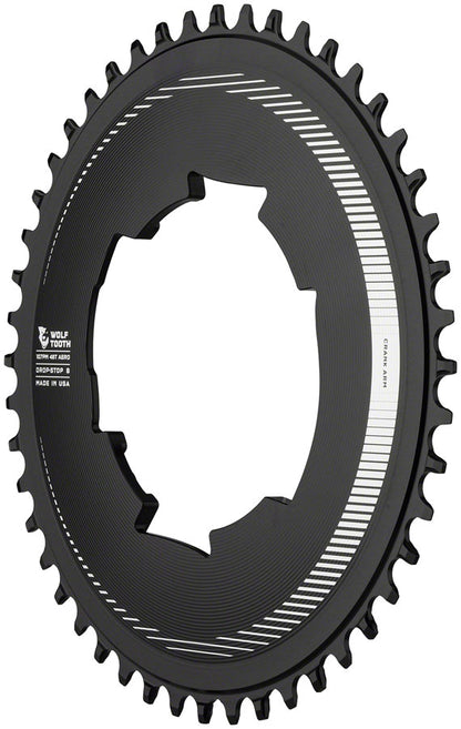 Wolf Tooth Aero 107 BCD Chainring - 48t, Optimized for SRAM Eagle and Flaptop Chains, Drop-Stop B, Black