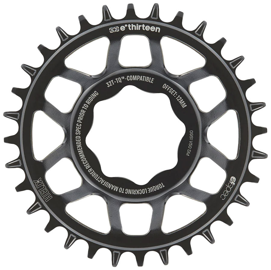 e*thirteen Helix Core e*spec Chainring, 32T, TQ HPR50 Direct Mount, 55mm Chainline, 12mm Offset, Shimano/Sram 11/12s Compatible, Black