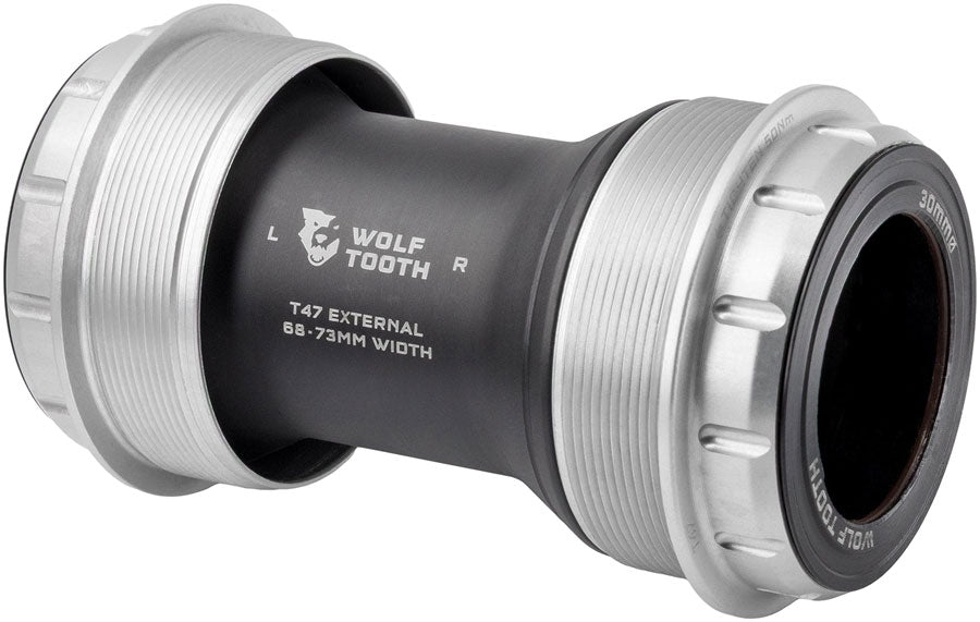 Wolf Tooth T47 External Bottom Bracket - T47 External, 68/73mm, For 30mm Spindle, Raw Silver