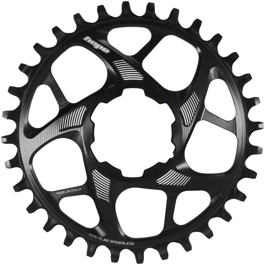 Hope Spiderless Retainer Chainring - 34t, Hope Direct Mount, R22, Black ...