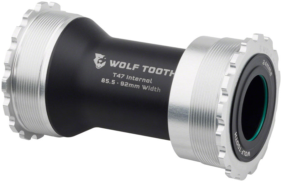 Wolf Tooth Bottom Bracket - T47 Inboard, 85.5/92mm, For 24mm Spindle, Raw Silver