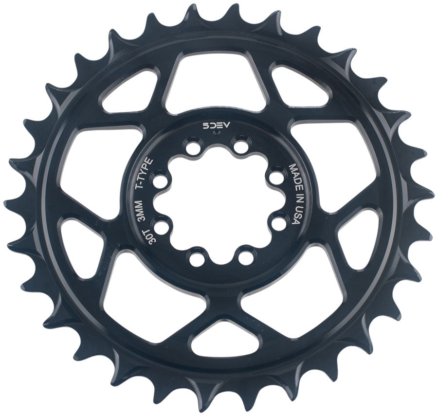 5DEV T-Type Direct Mount Chainring - 30t, 8-Bolt, 3mm Offset, Aluminum, Raw