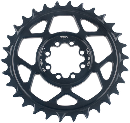 5DEV T-Type Direct Mount Chainring - 34t, 8-Bolt, 3mm Offset, Aluminum, Raw