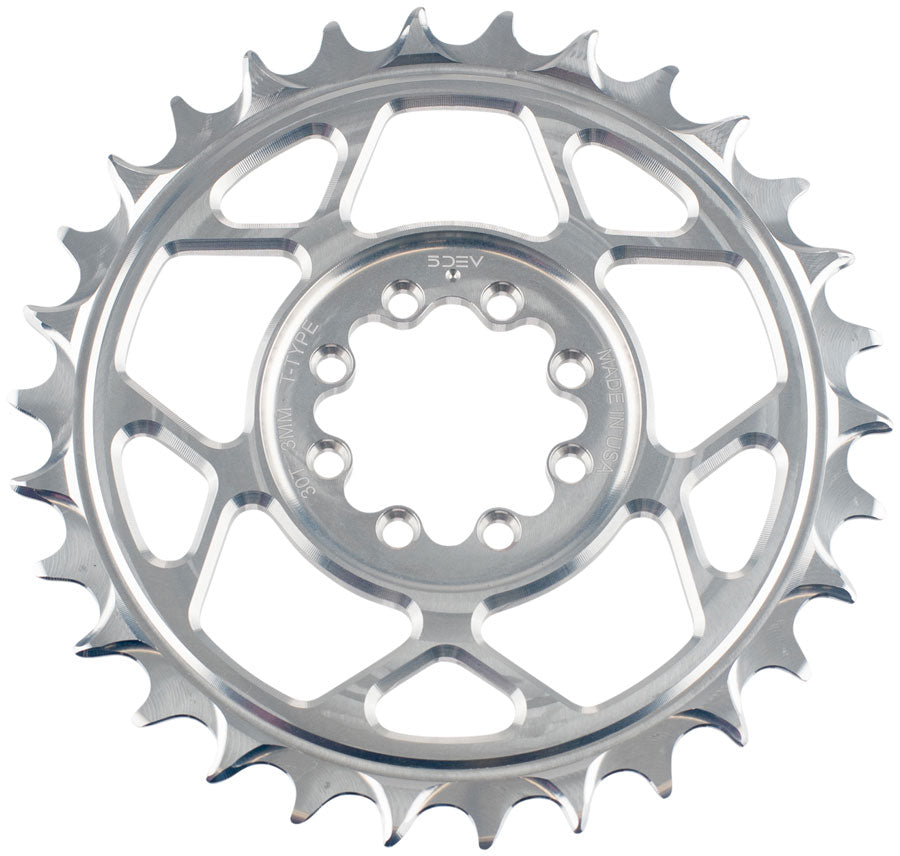 5DEV T-Type Direct Mount Chainring - 30t, 8-Bolt, 3mm Offset, Aluminum, Black