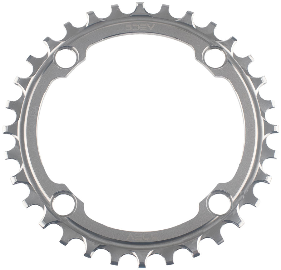 5DEV Titanium 104BCD Chainring - 32t, 4-Bolt, Raw Ti
