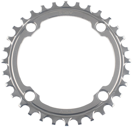 5DEV Titanium 104BCD Chainring - 32t, 4-Bolt, Raw Ti