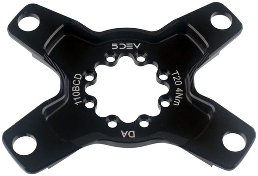 5DEV RGXC Crank Spider - 8-Bolt, Asymmetric 110 BCD, Aluminum, For use with Dura-Ace 12-Speed Chainrings, Black