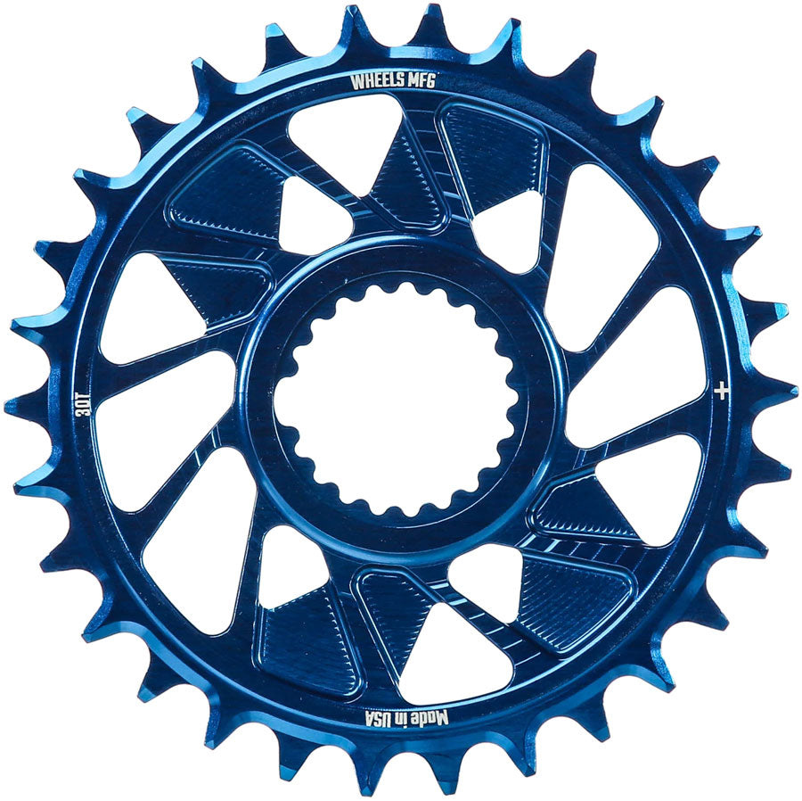 Wheels Manufacturing Direct Mount Chainring - 30t, Shimano Direct Mount, 1.5mm Outboard Offset, HG+ Chain Compatible, Blue
