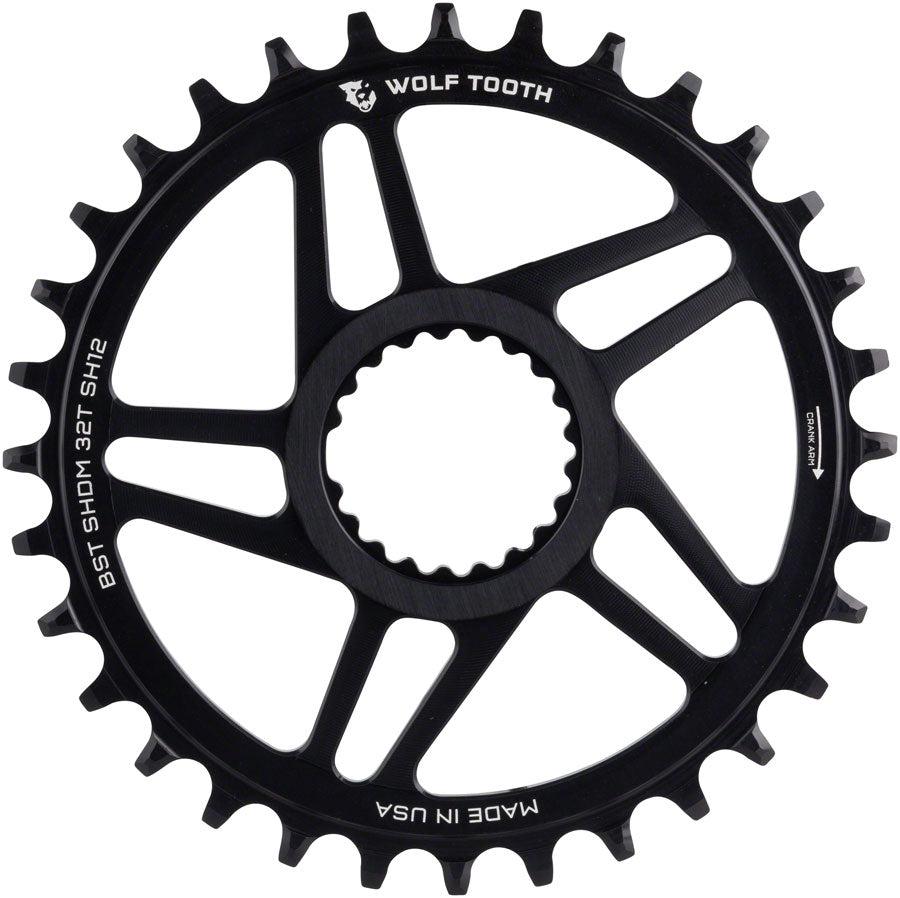 Wolf Tooth Direct Mount Chainring - 34t, Shimano DM, For Boost Cranks, 3mm Offset, Requires 12-Speed Hyperglide+ Chain, Black