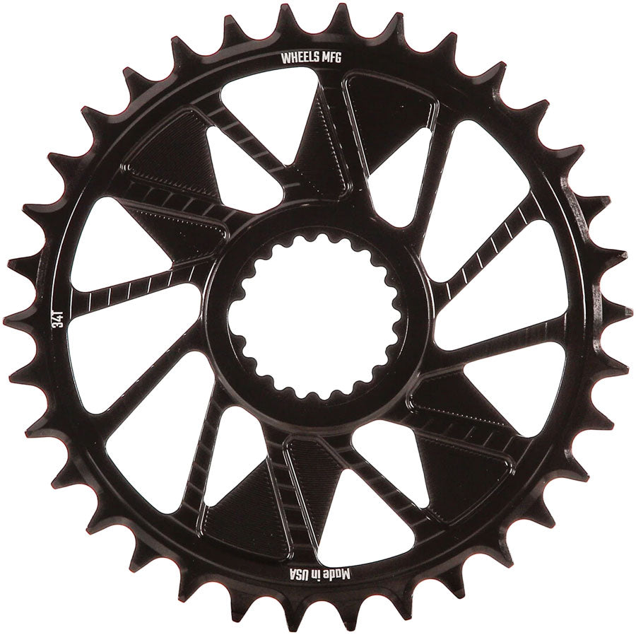 Wheels Manufacturing Direct Mount Chainring - 34t, Shimano Direct Mount, 1.5mm Inboard Offset, T-Type Chain Compatible, Black