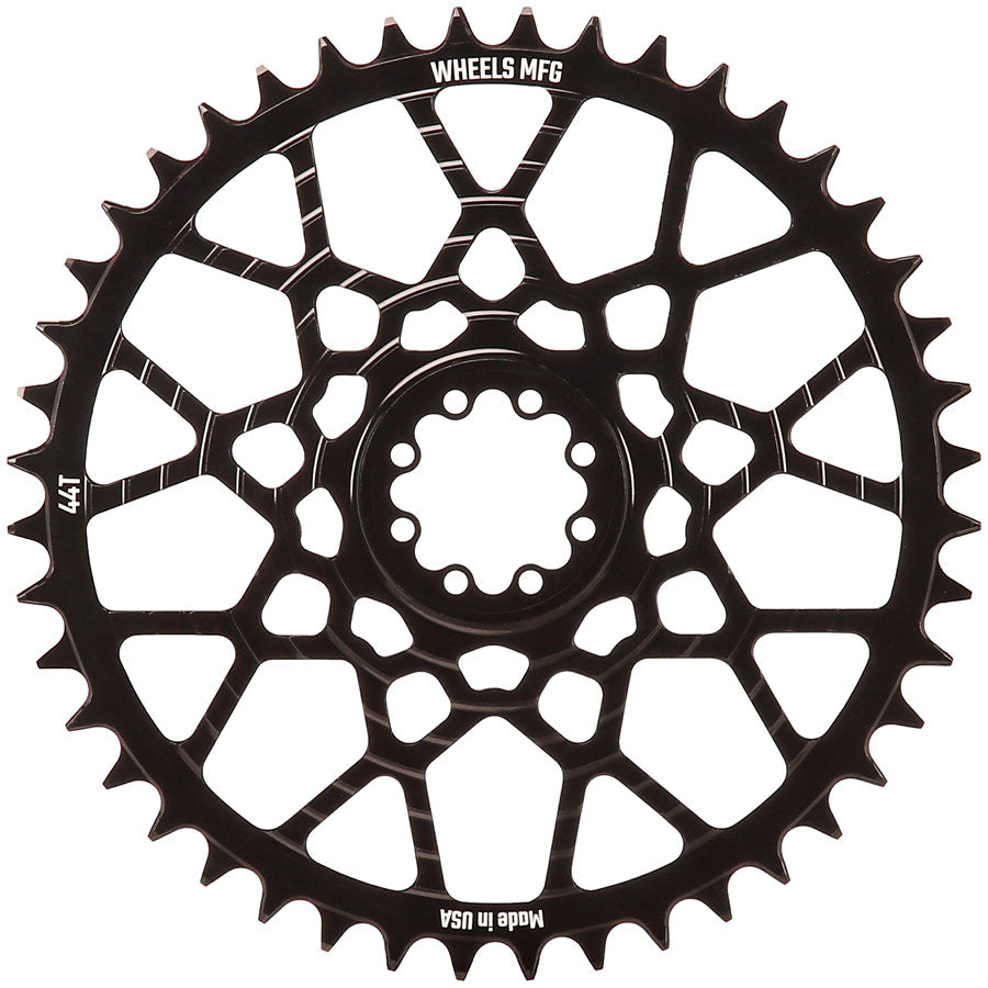 Wheels Manufacturing Gravel Direct Mount Chainring - 44t, SRAM 8-Bolt Direct Mount, 6.5mm Inboard Offset, T-Type Chain Compatible, Black