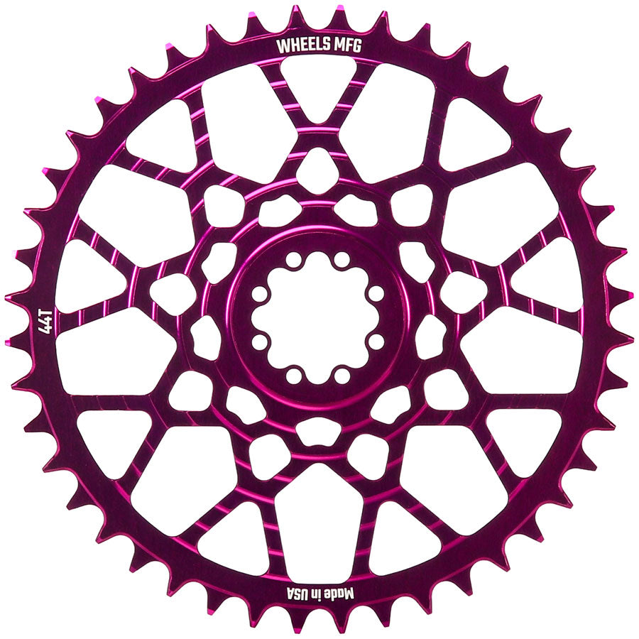 Wheels Manufacturing Gravel Direct Mount Chainring - 44t, SRAM 8-Bolt Direct Mount, 6.5mm Inboard Offset, T-Type Chain Compatible, Purple