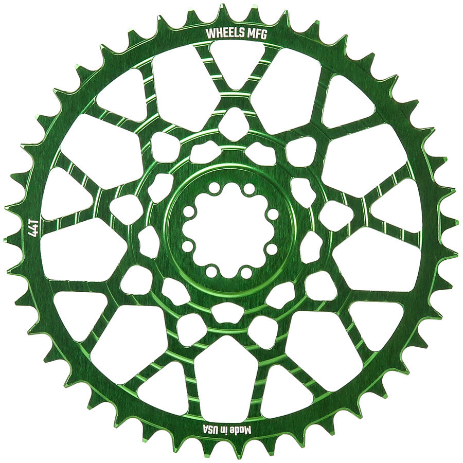Wheels Manufacturing Gravel Direct Mount Chainring - 44t, SRAM 8-Bolt Direct Mount, 6.5mm Inboard Offset, T-Type Chain Compatible, Green