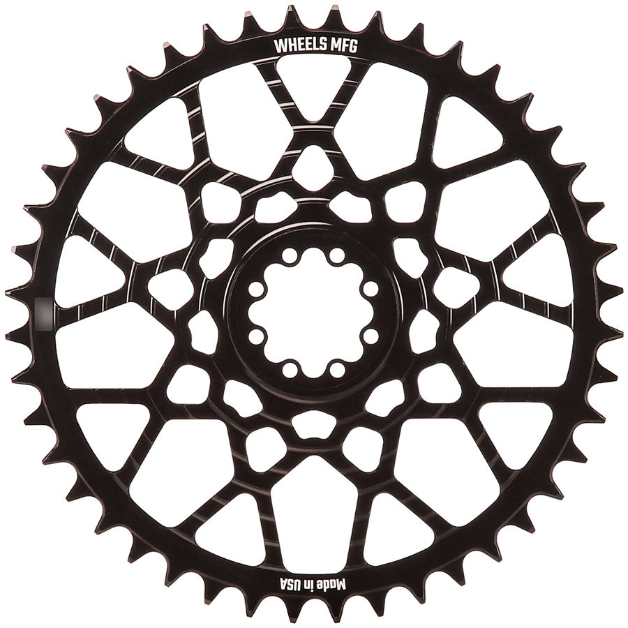 Wheels Manufacturing Gravel Direct Mount Chainring - 46t, SRAM 8-Bolt Direct Mount, 6.5mm Inboard Offset, T-Type Chain Compatible, Black