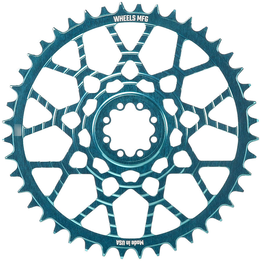Wheels Manufacturing Gravel Direct Mount Chainring - 46t, SRAM 8-Bolt Direct Mount, 6.5mm Inboard Offset, T-Type Chain Compatible, Teal