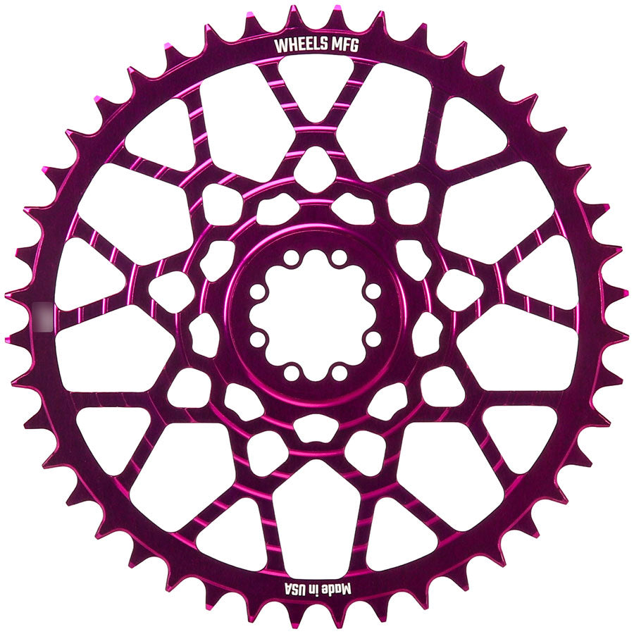 Wheels Manufacturing Gravel Direct Mount Chainring - 46t, SRAM 8-Bolt Direct Mount, 6.5mm Inboard Offset, T-Type Chain Compatible, Purple