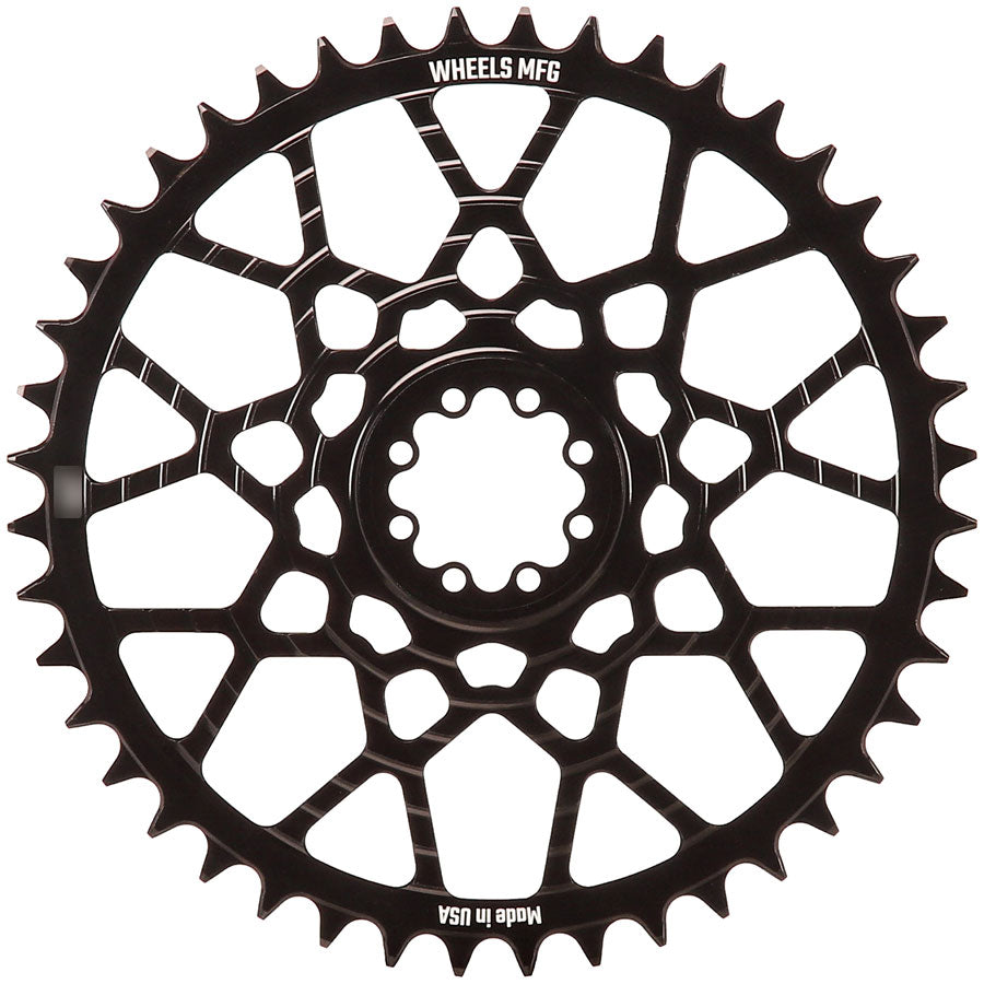 Wheels Manufacturing Gravel Direct Mount Chainring - 44t, SRAM 8-Bolt Direct Mount, 6.5mm Inboard Offset, HG+ Chain Compatible, Black